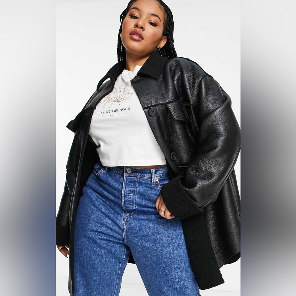 ASOS DESIGN Curve bonded sherpa shacket